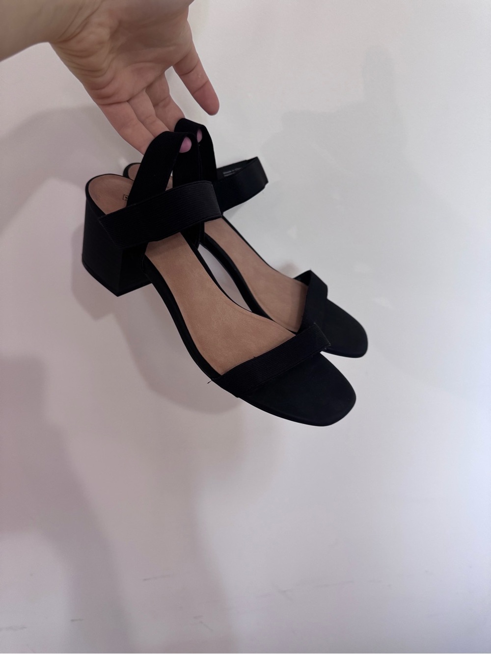 Call It Spring Black Block Heel Sandals with Elastic Straps